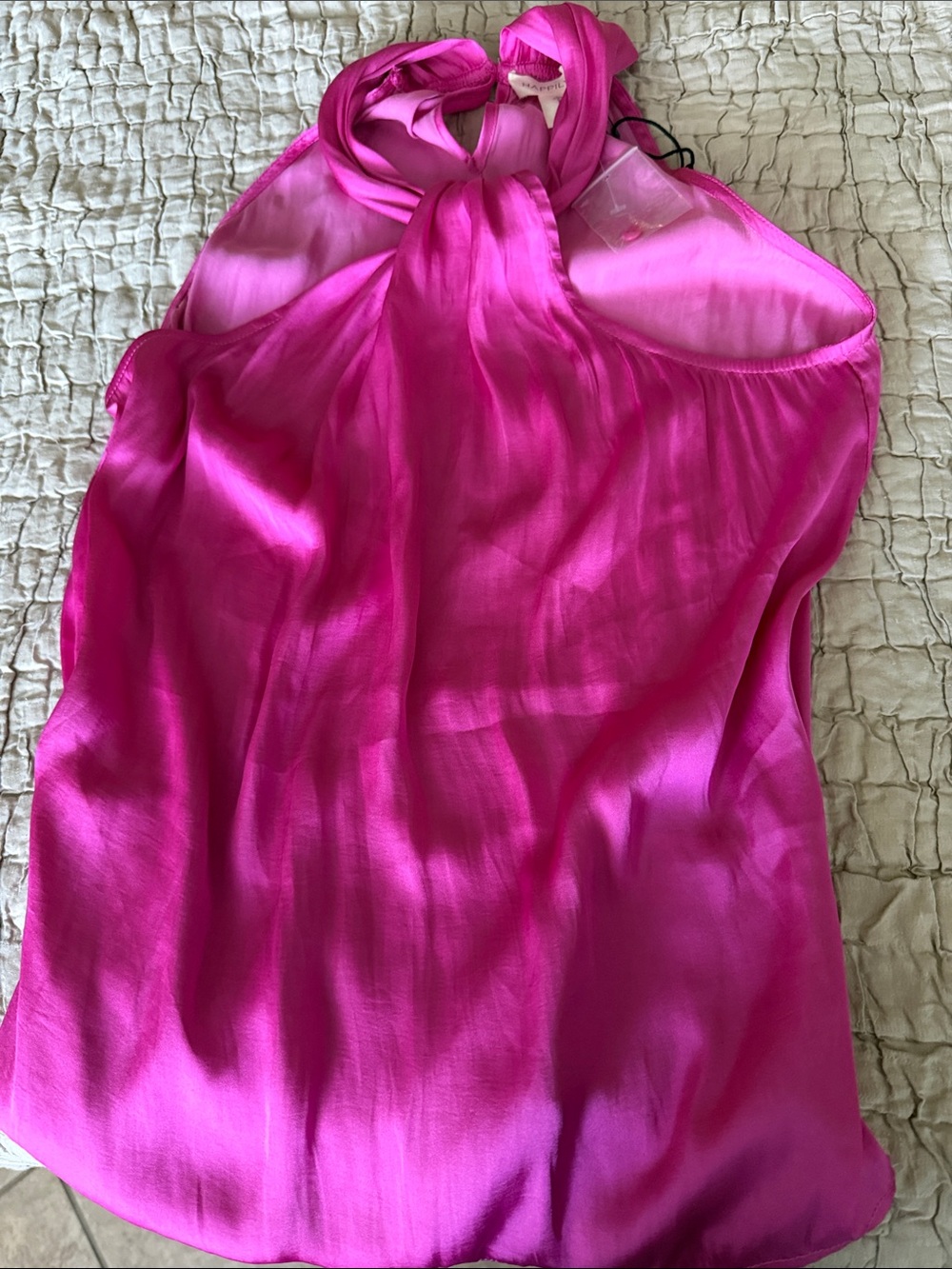Happily Grey medium hot pink NWT TOP FABULOUS COLOR slinky sexy high collar